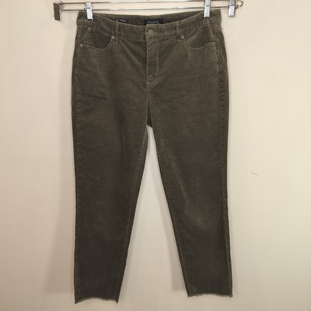 Talbots Corduroy Slim Ankle Pants Frayed Hem
